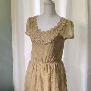 Lace Mini Dress Size Small - Beige